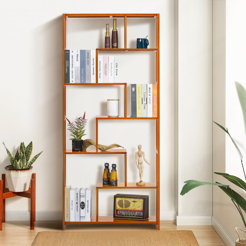 MoNiBloom Bamboo Modern Bookcase, Open Bookshelf, Books Display Shelf